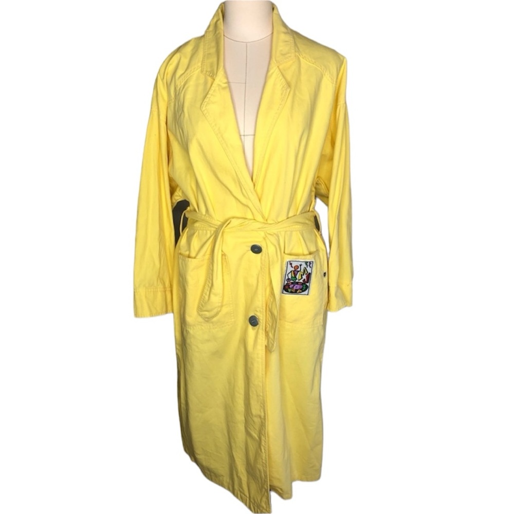 1980’s Michael Jackson brand belted wrap trench coat yellow medium